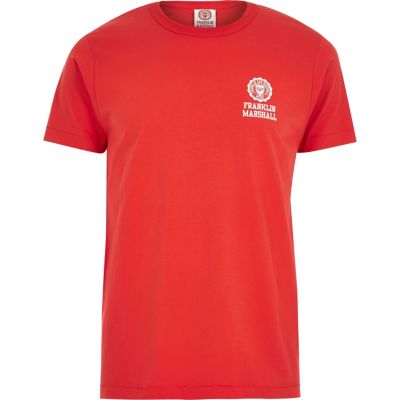 Red Franklin & Marshall logo print t-shirt
